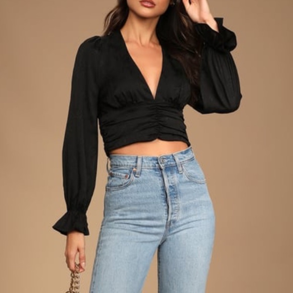 Long sleeve Black Crop Top